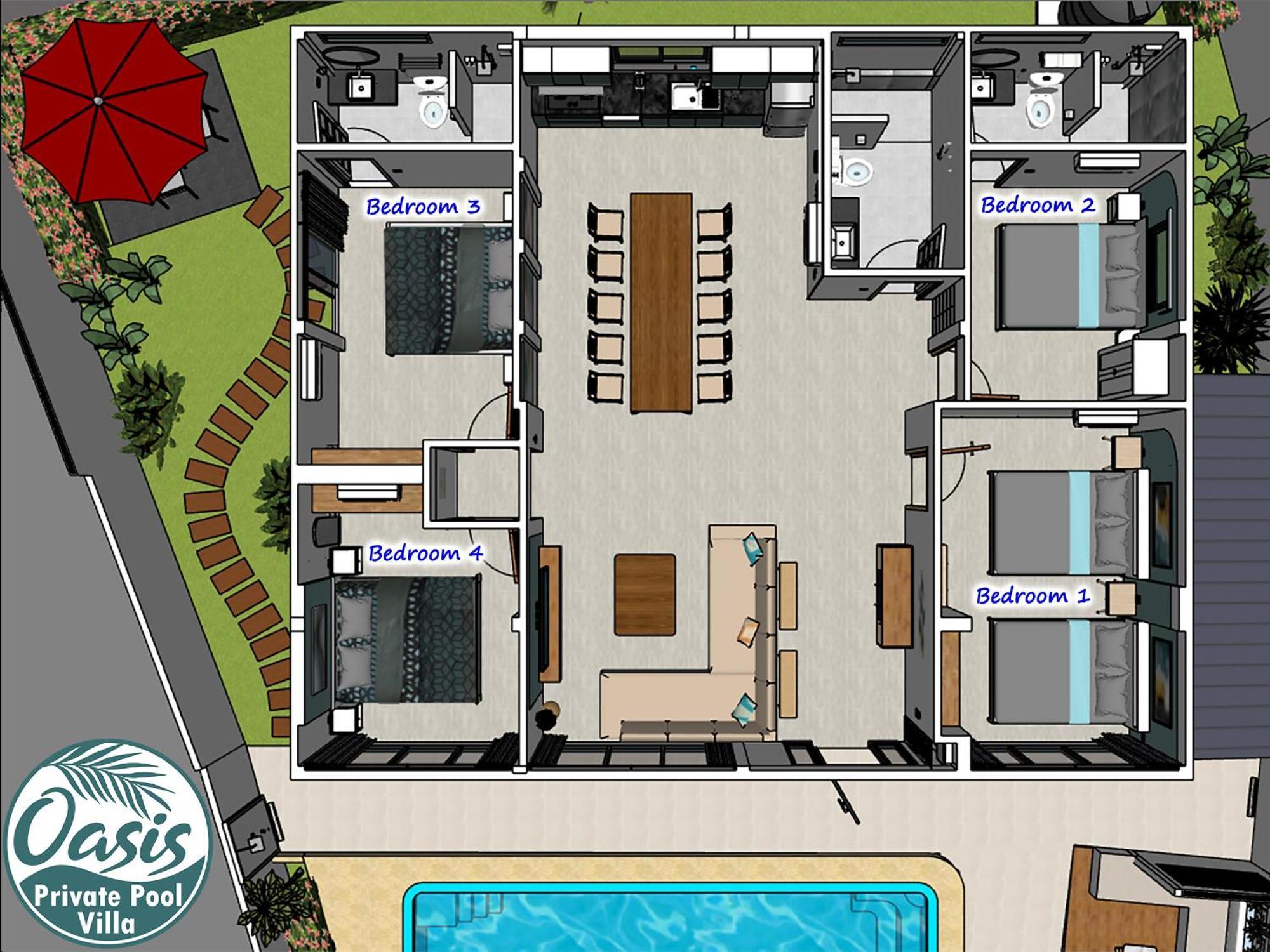 Oasis 4br Private Pool In Villa *